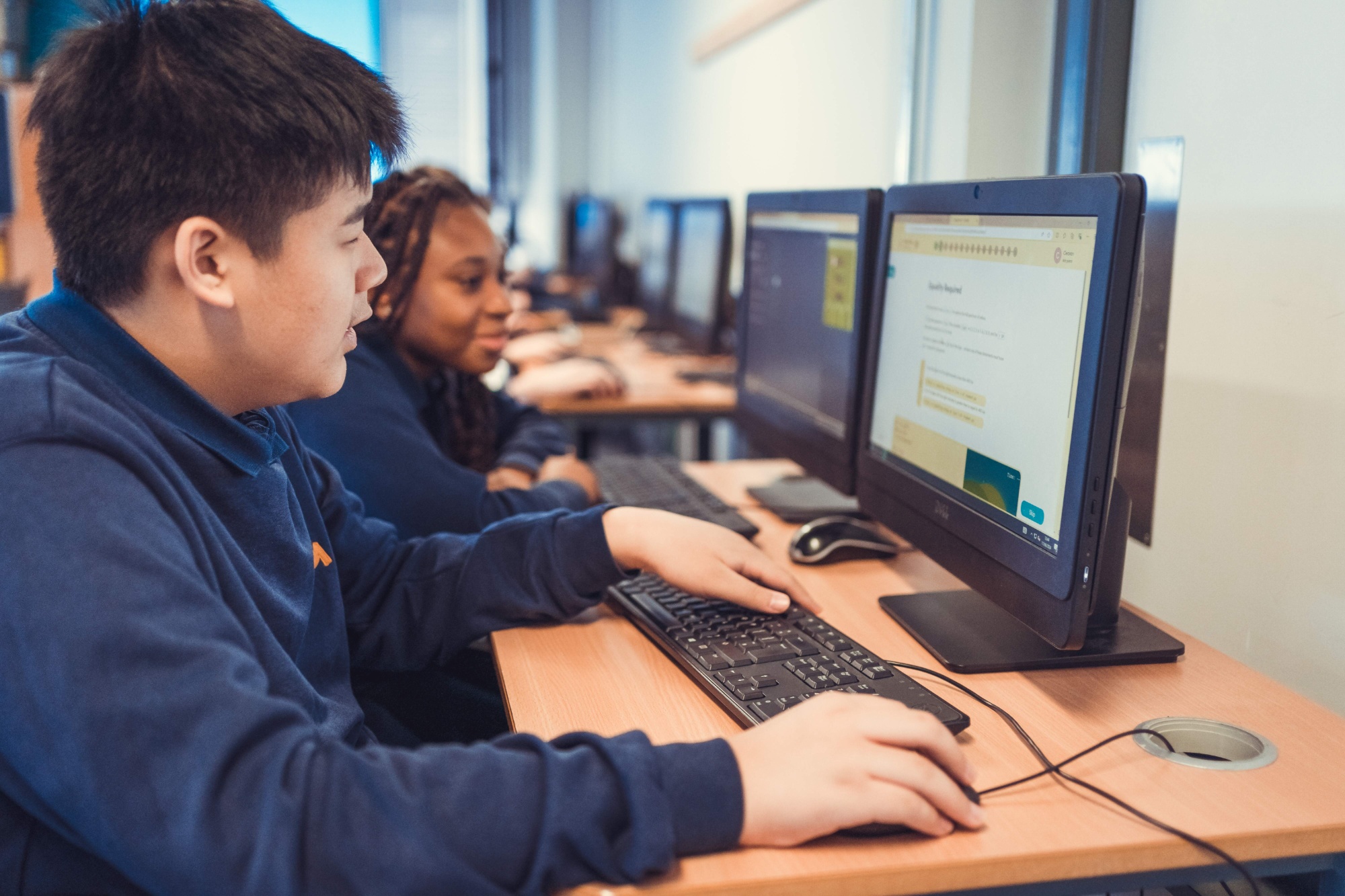 Children working on computers 